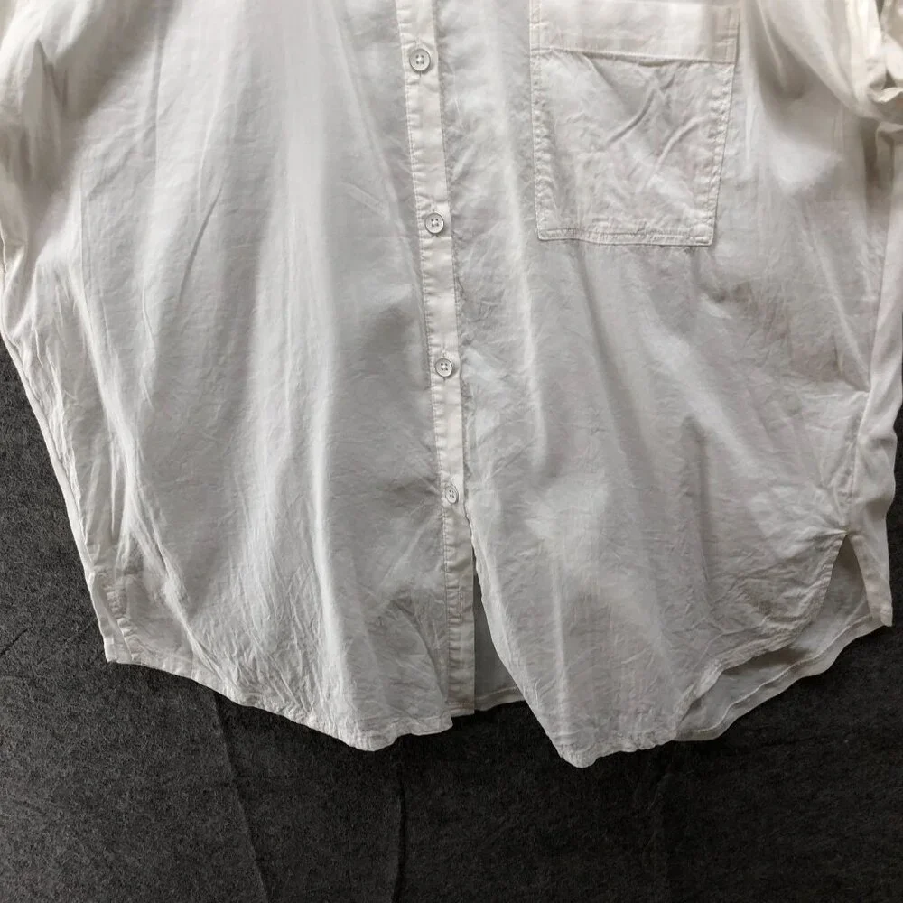 Splendid Short Sleeve Paige Shirt Womens L White Button Up Lightweight Raw Edge - Picture 4 of 10